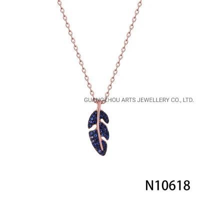 Blue Spinel Over Sterling Silver Leaf Necklace