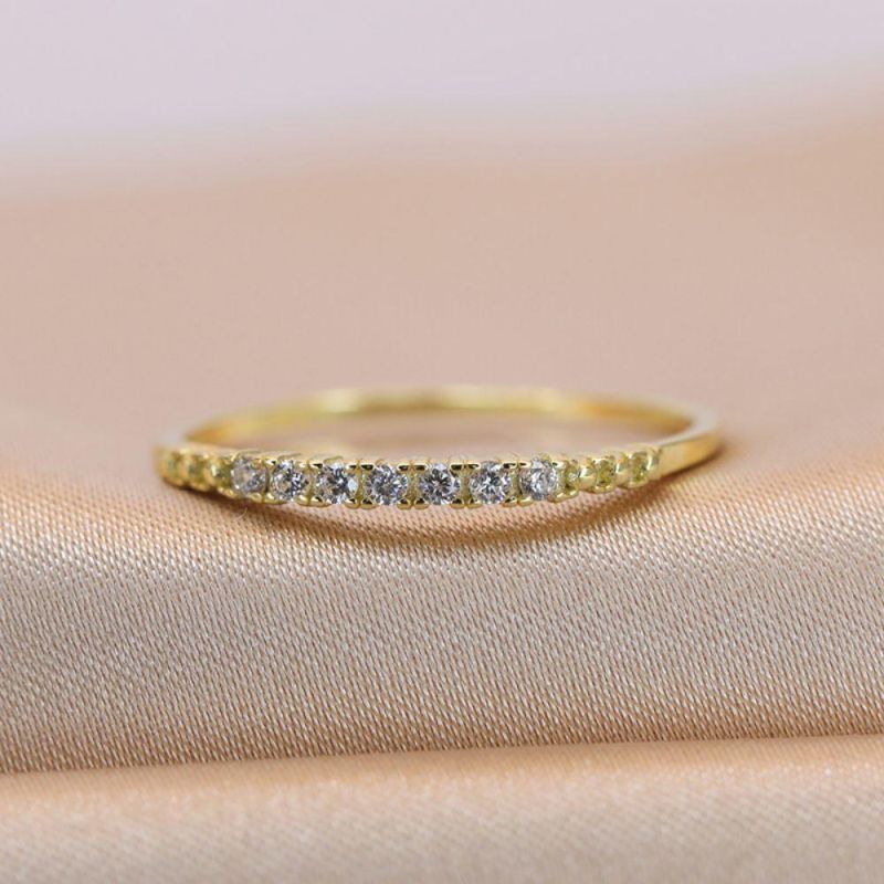 925 Sterling Silver Rings 14K Gold Plated with Small Zircon Ring for Women Wedding Party Trendy Jewelry