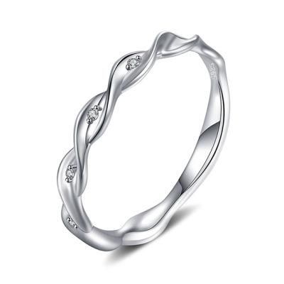 Infinity Love Cubic Zirconia Braided Twisted Wave Wedding Band Ring 925 Sterling Silver Wholesale
