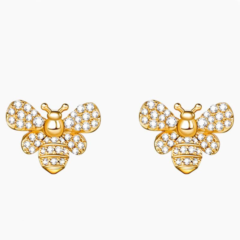 Butterfly Earrings, Gold-Plated Ladies Fashion Diamond Crystal Earrings