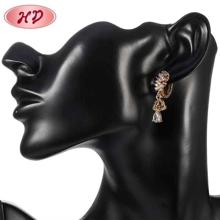 HD New Fashion Hot Sale 18K Gold Plated Huggies Earring with AAA Cubic Zirconia for Women