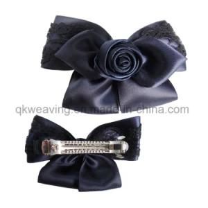 Satin Ribbon Bows with Clip Rose Flower Hair Clip Lace Ribbon Bow