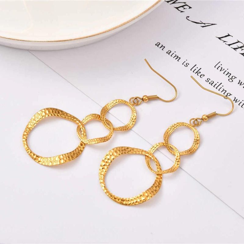 Stainless Steel Necklace Fashion Jewelry Accessories Gold Plated Earring for Lady
