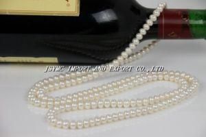 6-7mm Long Pearl Necklace 36&quot; White Color (JSYMC-766)