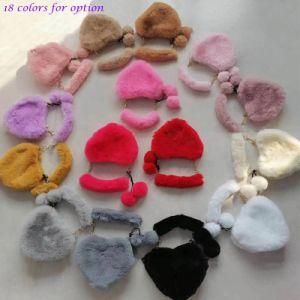 2021 Wholesale Cute Plush Autumn Winter Fur Handbag Sweet Beauty Hairband Heart Shape Purse Set Faux Fur Headband for Woman