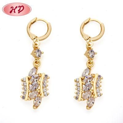 Guangzhou Hengdian Daily Wear Hanging Brass Fashion 18K Gold Women Earrings