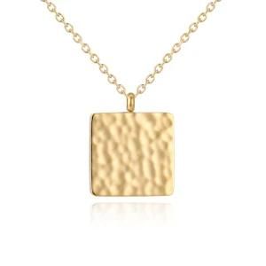Fashion Pendant Square Beating Pattern Stainless Steel Necklace
