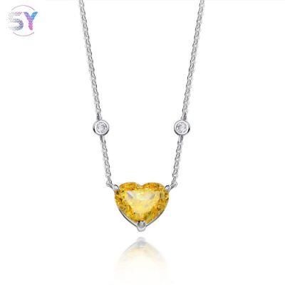 2022 Wholesale Jewelry 925 Sterling Silver 10mm*12mm Zircon Pendant Heart Necklace for Women Fine Jewelry