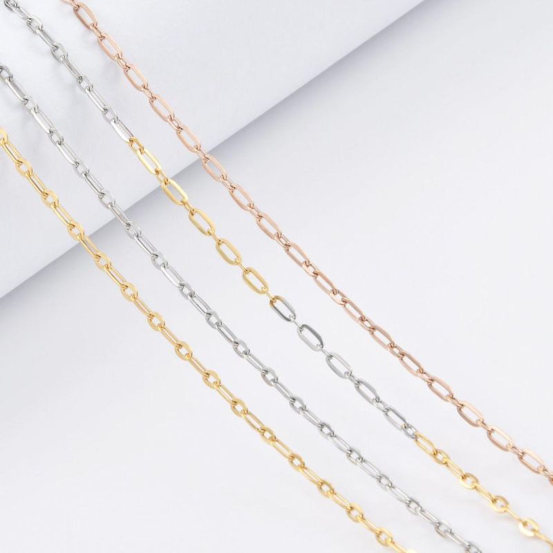 New Stainless Steel Polished Cable Chains Bracelet Fashion Jewelry Layering Necklace for Pendants Charms Jewellery Design