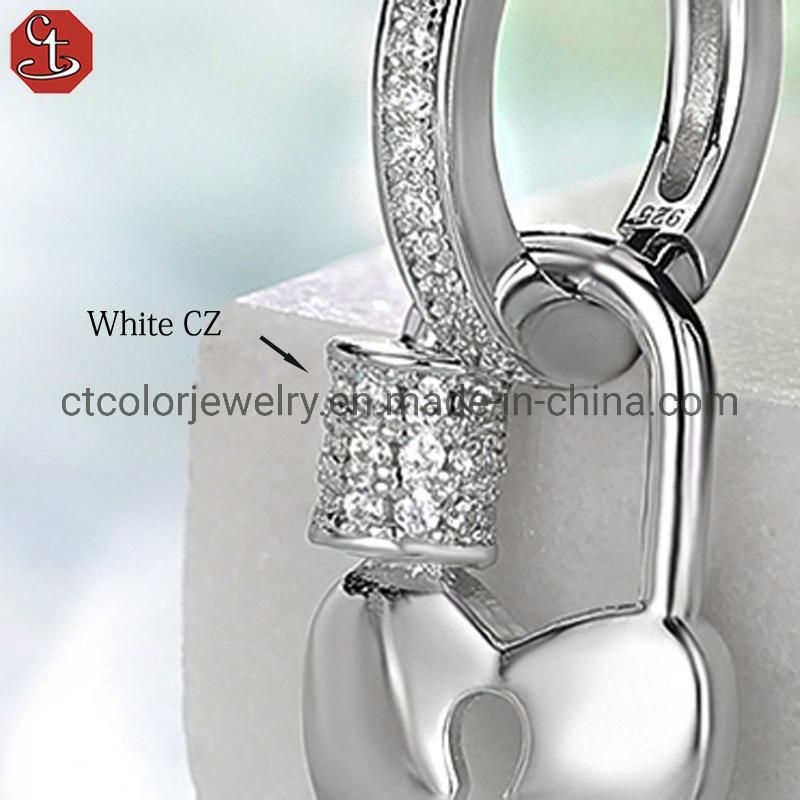 Heart key 925 Sterling Silver Earrings CZ Earrings Fashion Jewelry for Women