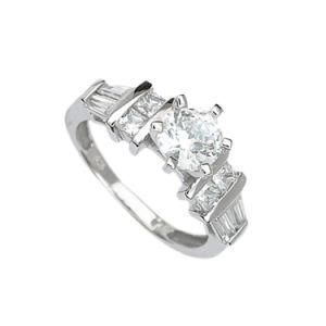 Bling Jewelry Sterling Silver Radiant Cut CZ Solitaire Engagement Ring
