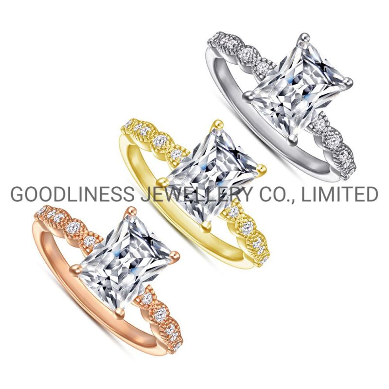 Silver Infinity Gold Plated Wedding Engagement Diamond Rings for Women