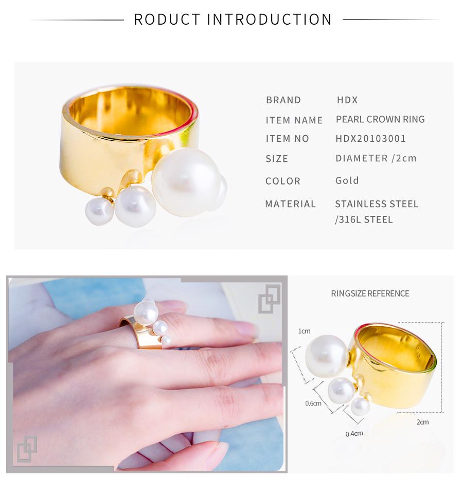 Foreign Trade Hot-Selling Fashion Pearl Crown Ring