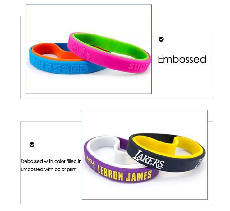 Promotional Double Color Rubber Bracelet Embossed Highly Personalized Silicon Wristband Custom Print Logo Double Silicone Bracelet