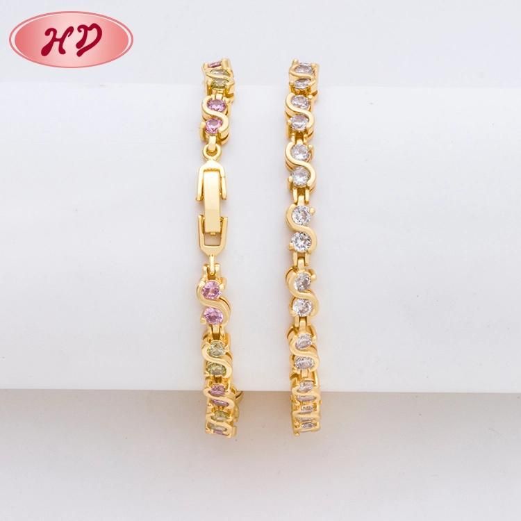 Fashion Designs Imitation Jewelry 18K Gold Plated Cubic Zircon Bracelet