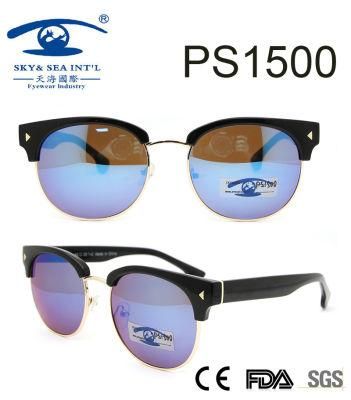 Blue Lens Round Shape Unisex PC Sunglasses (PS1500)