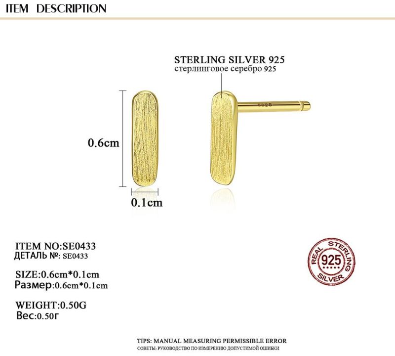 Minimalist Style Sterling Silver 925 Ear Studs
