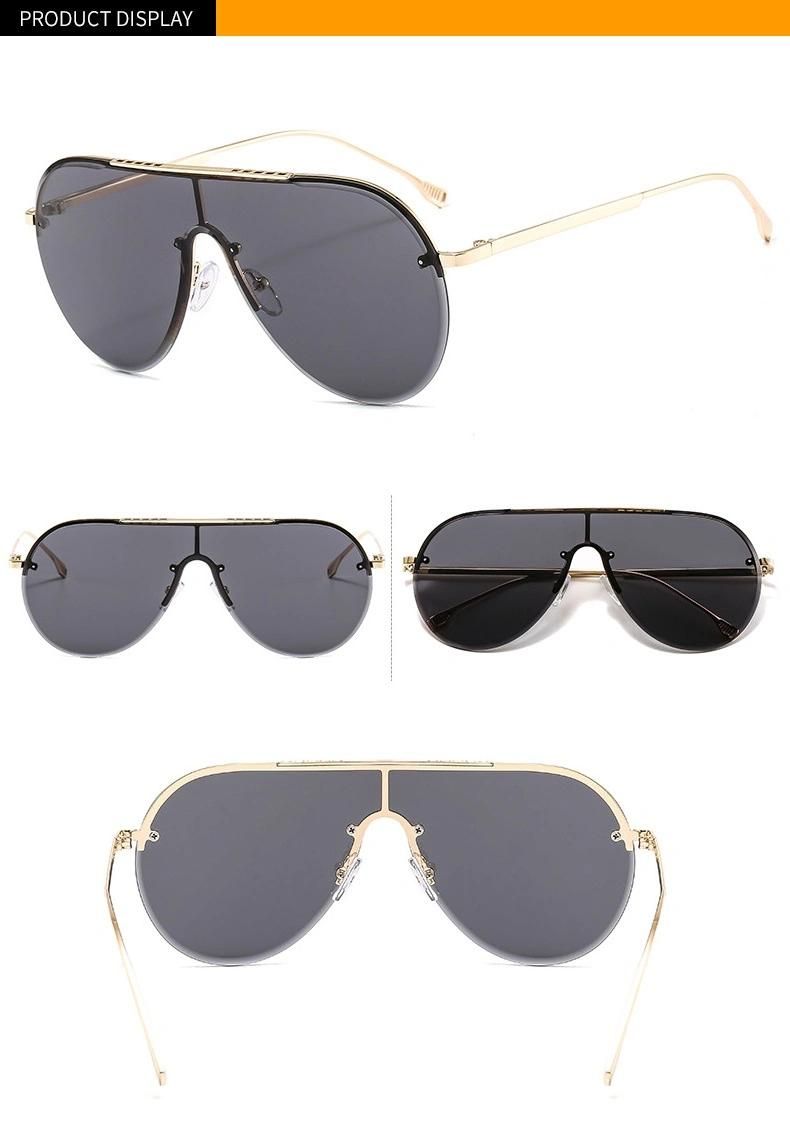 Metal Frameless Men and Women Large Frame Sunglasses