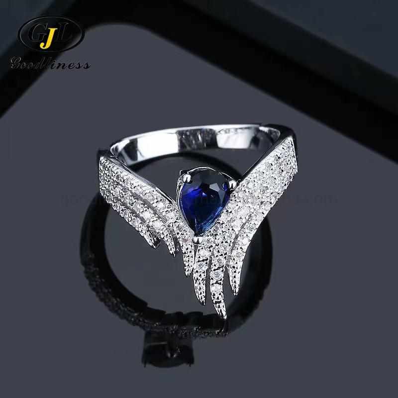 New Personalized Fashion Wing Women Ring Versatile Simple Diamond Ring