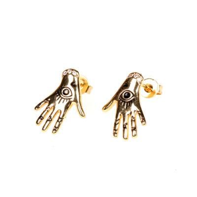 Earrings Jewelry Unique Hand &amp; Eye Cute Earrings Gold Zircon Bling Stud Earrings