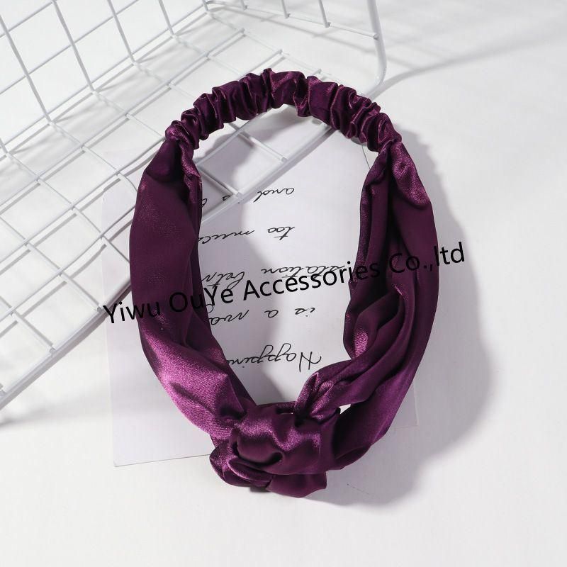 Fashion Non-Slip Wide-Brimmed Solid-Color Ribbon Elastic Headbands Hair Accessories Hairband