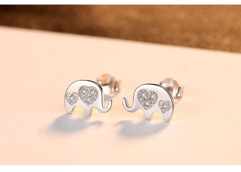 Wholesale S925 Silver Gold Plated Small Elephant Stud Earrings