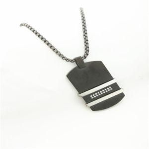 Domineering Retro Style Stainless Steel Dog Tag Diamond Necklace for Men