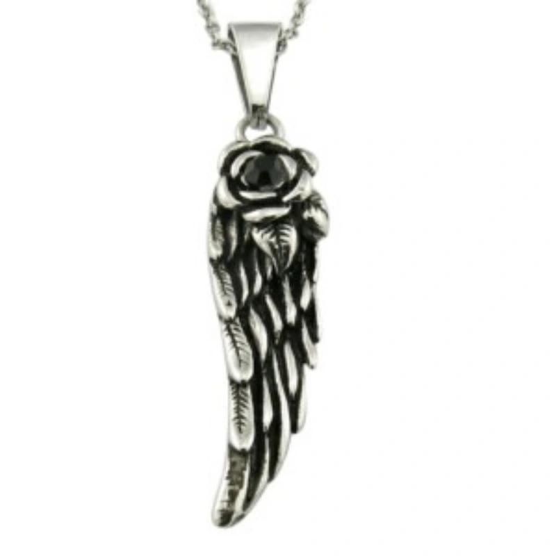 Stainless Steel Gemstone Wing Angel Pendant