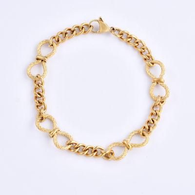 Fashion Gold Plated Stainless Steel Charm Bracelet Wholesale Customized Jewelry for Lady