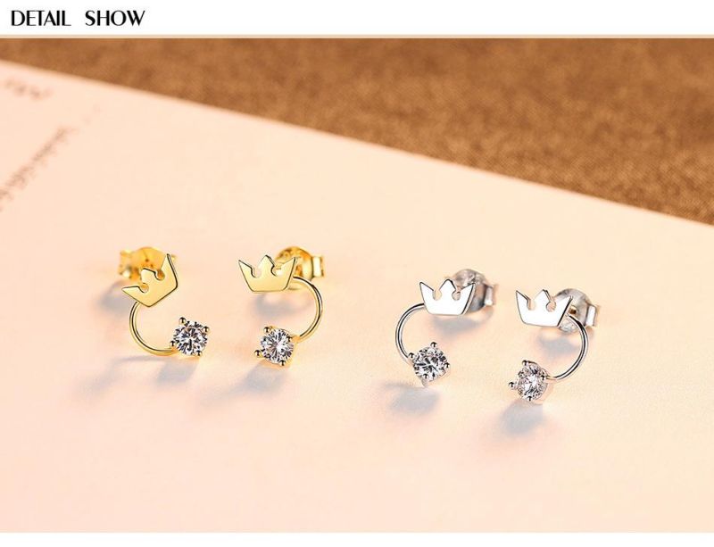 Geometry Jewelry Rhinestone Alloy Golden Vintage Earring Studs for Lady
