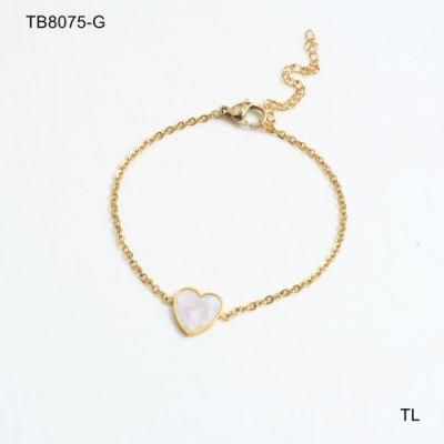 Manufacturer Custom Fashion jewellery Supplier High Quality Waterproof New Arrivals Never Fade Gold Heart Pendant Bracelet