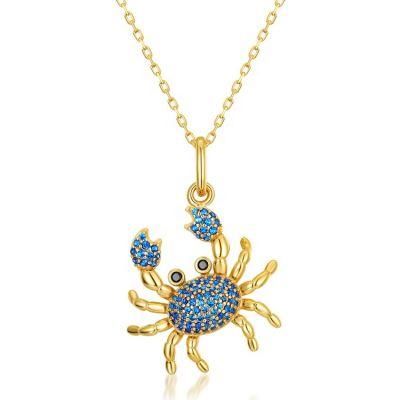 New Style Girl Summer Beach Crab Pendant 925 Sterling Silver Charm Necklace for Women