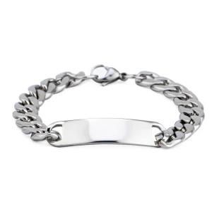 Custom Engraved ID Logostainless Steel Glossy Chain Link Men Bracelet