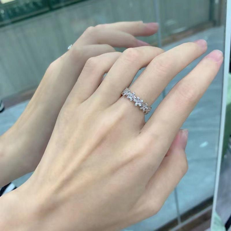 925 Sterling Silver Daisy Flower Rings Zircon Stone Ring Natural Floral Ring Jewelry