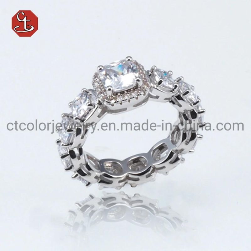 Fashion Jewelry Luxury 925 Sterling Silver Wedding Ring Eternity Cubic Zirconia Finger Rings