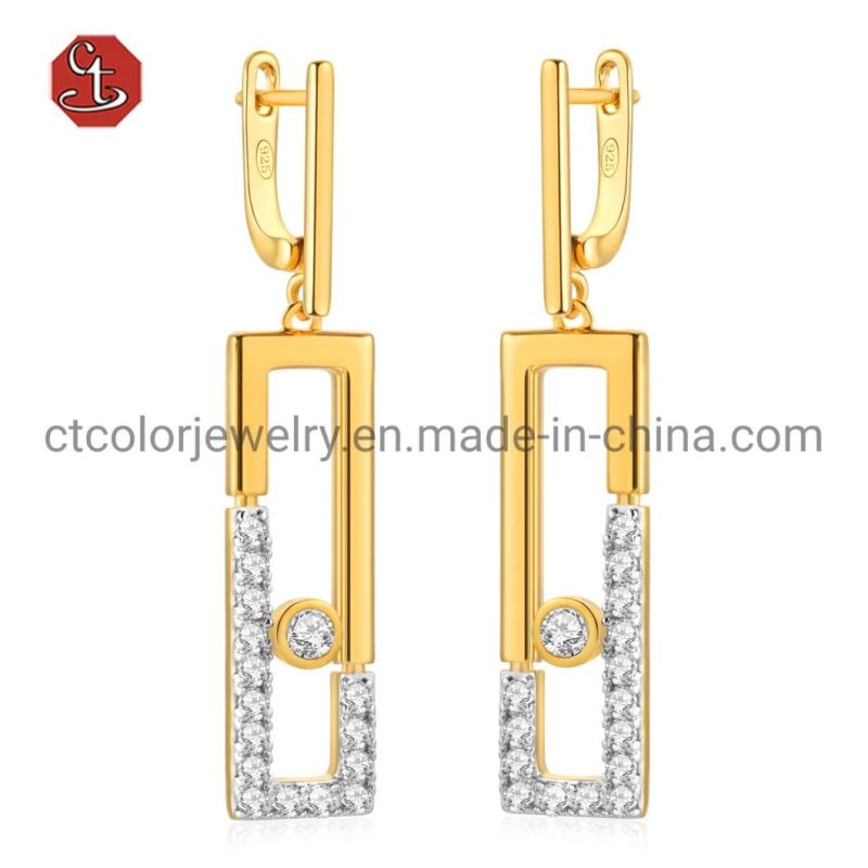 Trending custom fashion jewelry Gold plated Luxury 925 silver Earrings