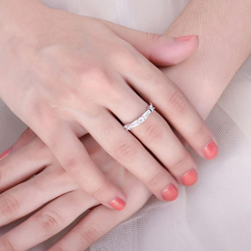 Customized Women Sterling Silver CZ Wedding Ring Engagement CZ Ring Band