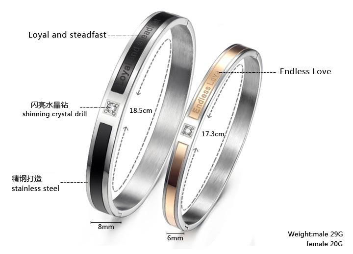 Ebay Wholesale Eternal Love Double Ring Titanium Steel Bracelet