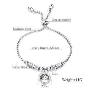 Fashion &#160; Zircon Hollow Tree of Life &#160; Pendant Stainless Steel Women Bracelet&#160;