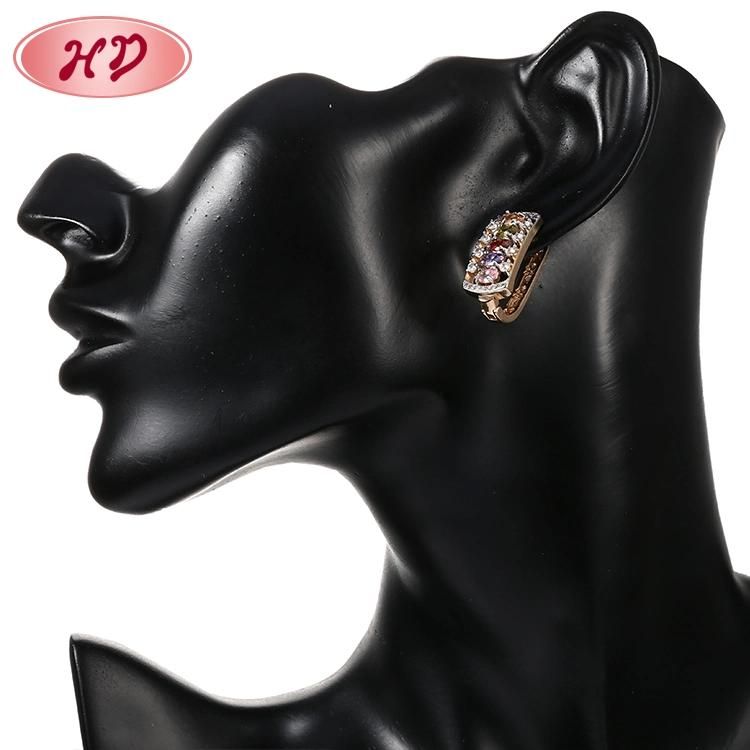 Women Fashion Imitation 14K 18K Gold Plated Costume Jewelry with CZ Pearl Huggie Hoop Earring