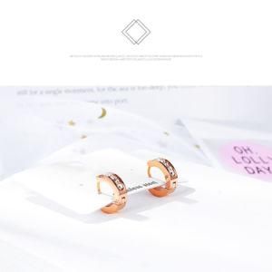 Inlaid Row of Diamonds Gold-Plated Stainless Steel Earrings Drop