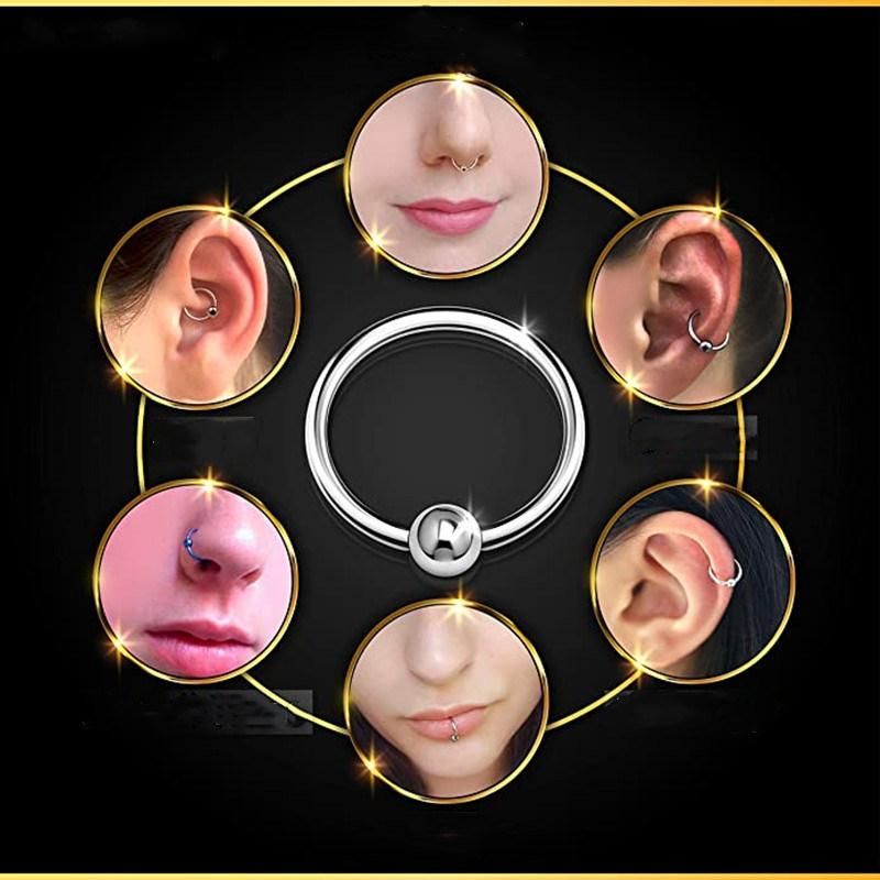 Surgical Steel Captive Bead Ring Hoop Earrings Belly Lip Eyebrow Nipple Helix Tragus Stud Body Piercing Jewelry (16G, 18G, 20G)