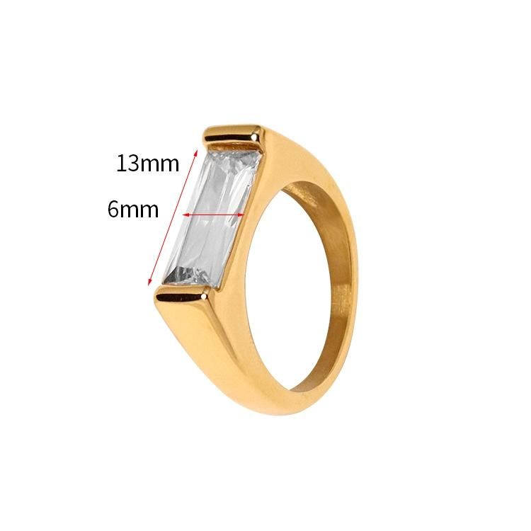 Stainless Steel Ring with CZ Jewelry CZ Ring Large Diamond White Zircon Ring