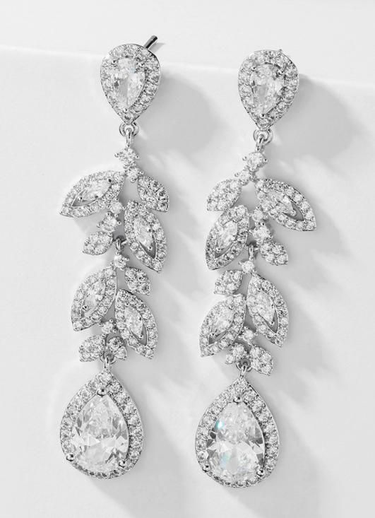 Bridal Dangle CZ Earring, Bridal Jewelry, Wedding CZ Earring, Wedding Jewelry, Factory Direct Wholesale, Rose Gold Earring