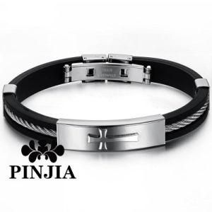 with Stainless Steel Jewelry Silicone Bracelet