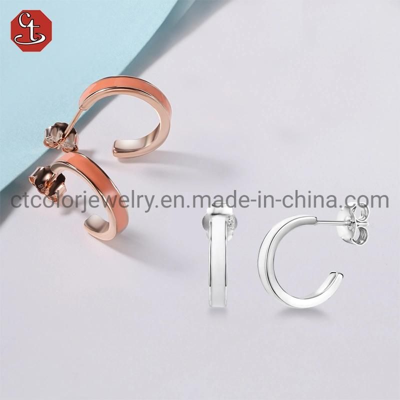 Custom Fashion Jewelry for Women 925 Silver Jewelry White Enamel Earrings