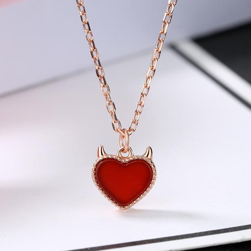 Simple Pendant Heart Necklace 925 Silver Fine Jewelry