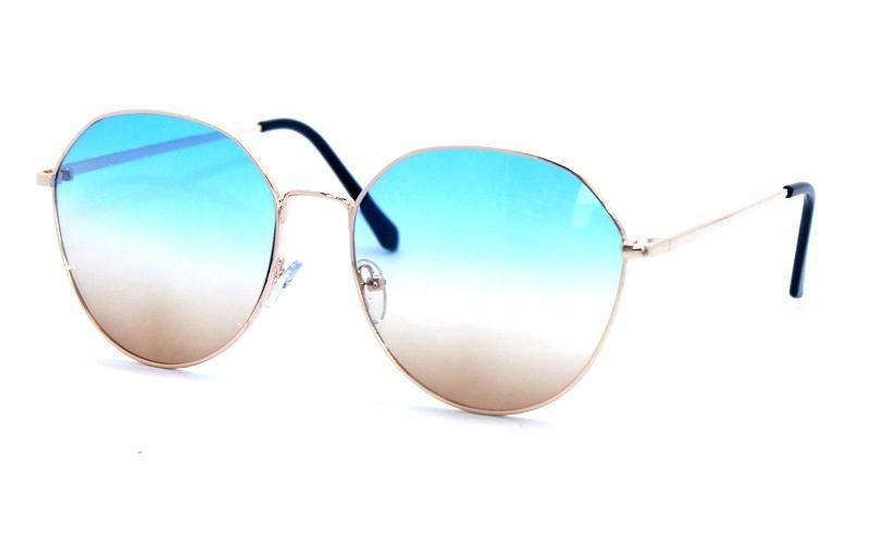 UV400 Protection Retro Classic Round Shape with Light Color Polycarbonate Lens Silver Frame Metal Sunglasses