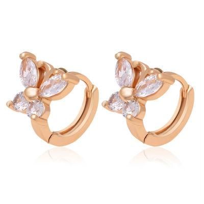 18K Gold Plated 3A CZ Hoop Diamond Butterfly Huggie Earring