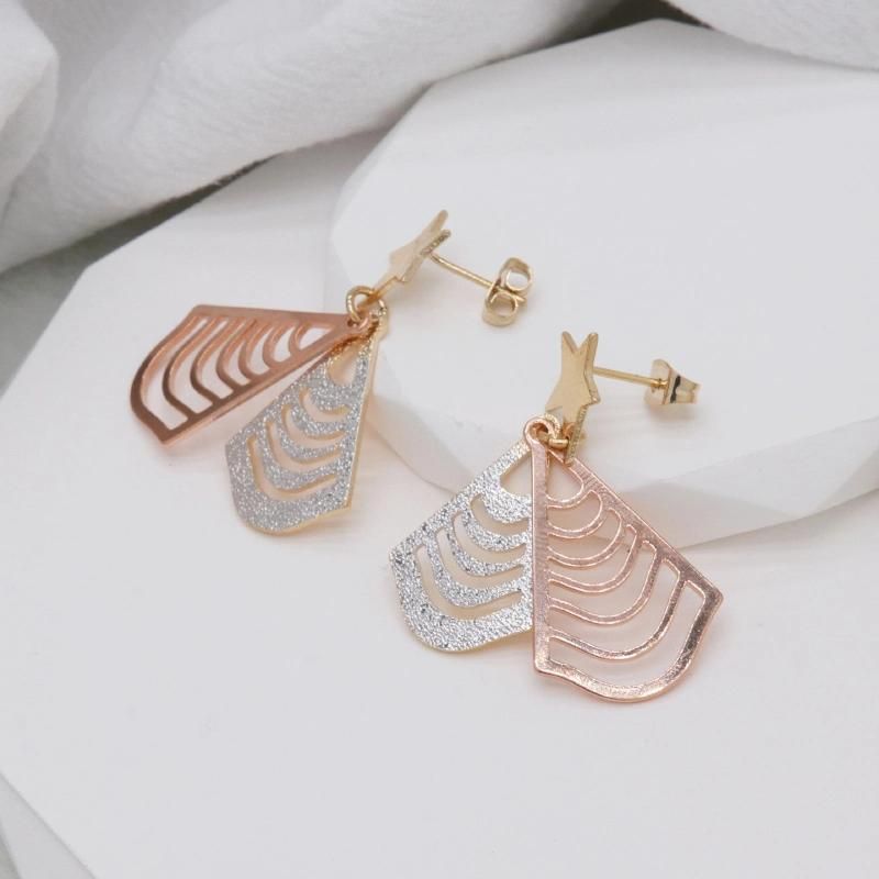 Statement Luxury Jewelry Tri-Color Gold Plated Earrings